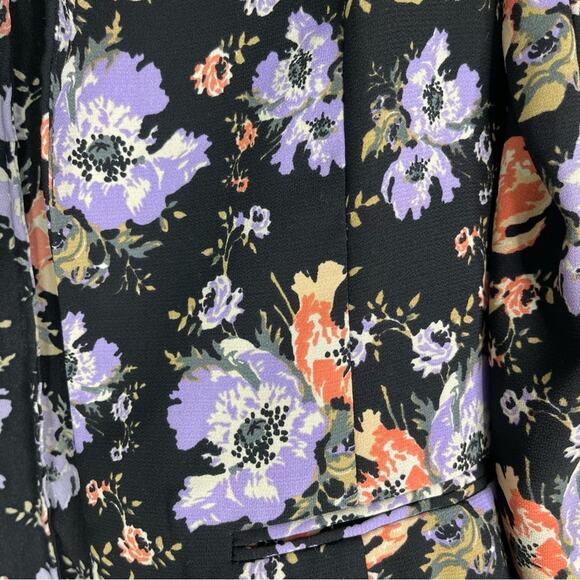 Kimchi Blue black purple floral open front lightweight blazer jacket XS - Picture 4 of 7